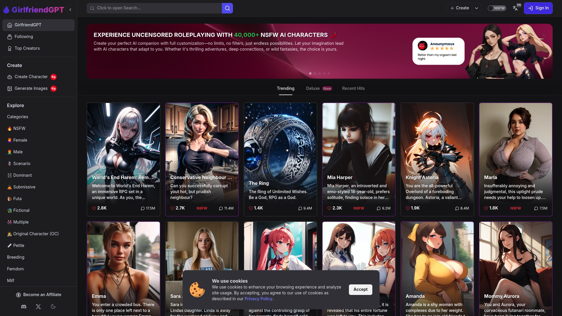 GPTGirlfriend Interface