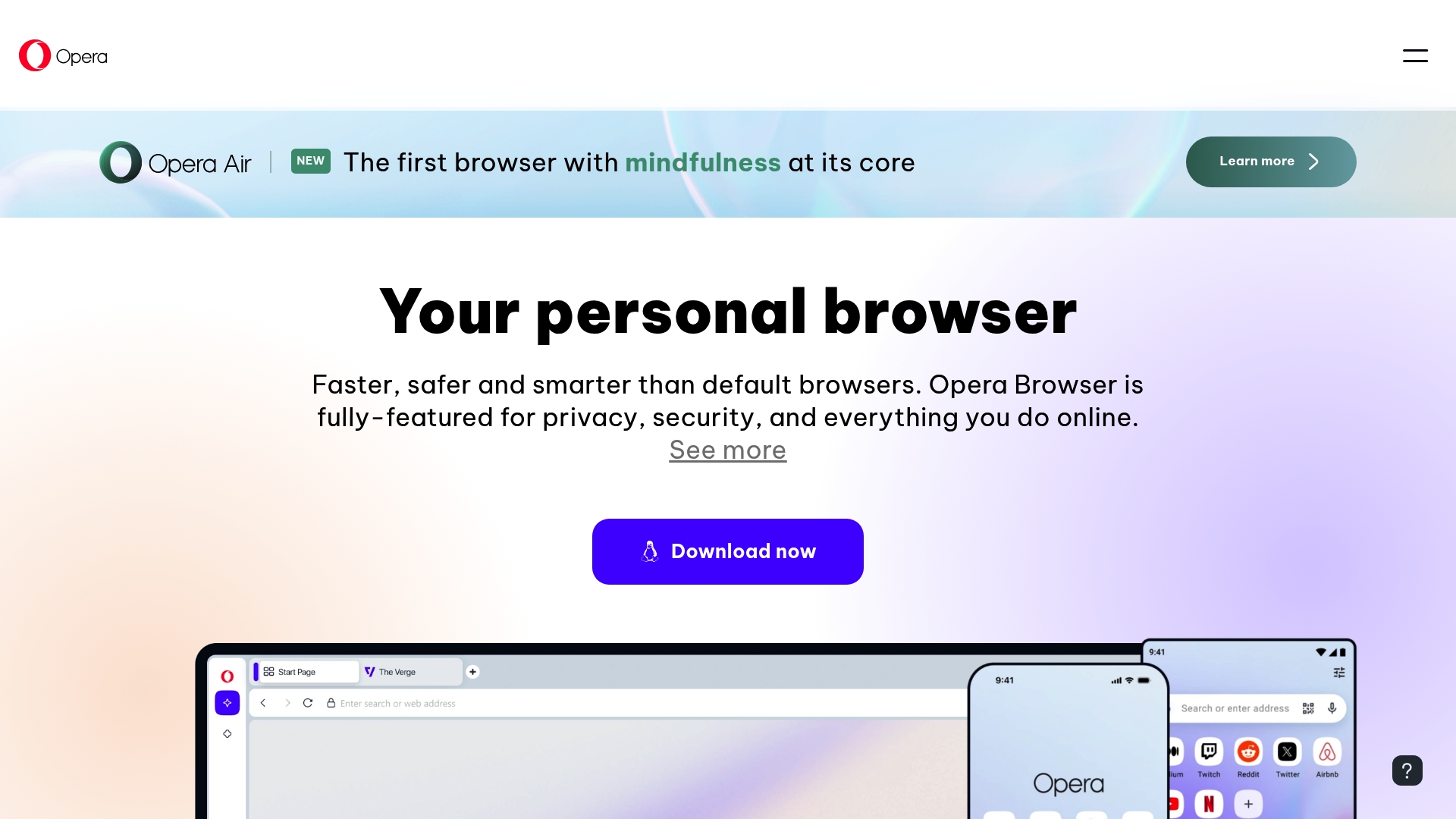 Opera Browser with Aria AI Interface