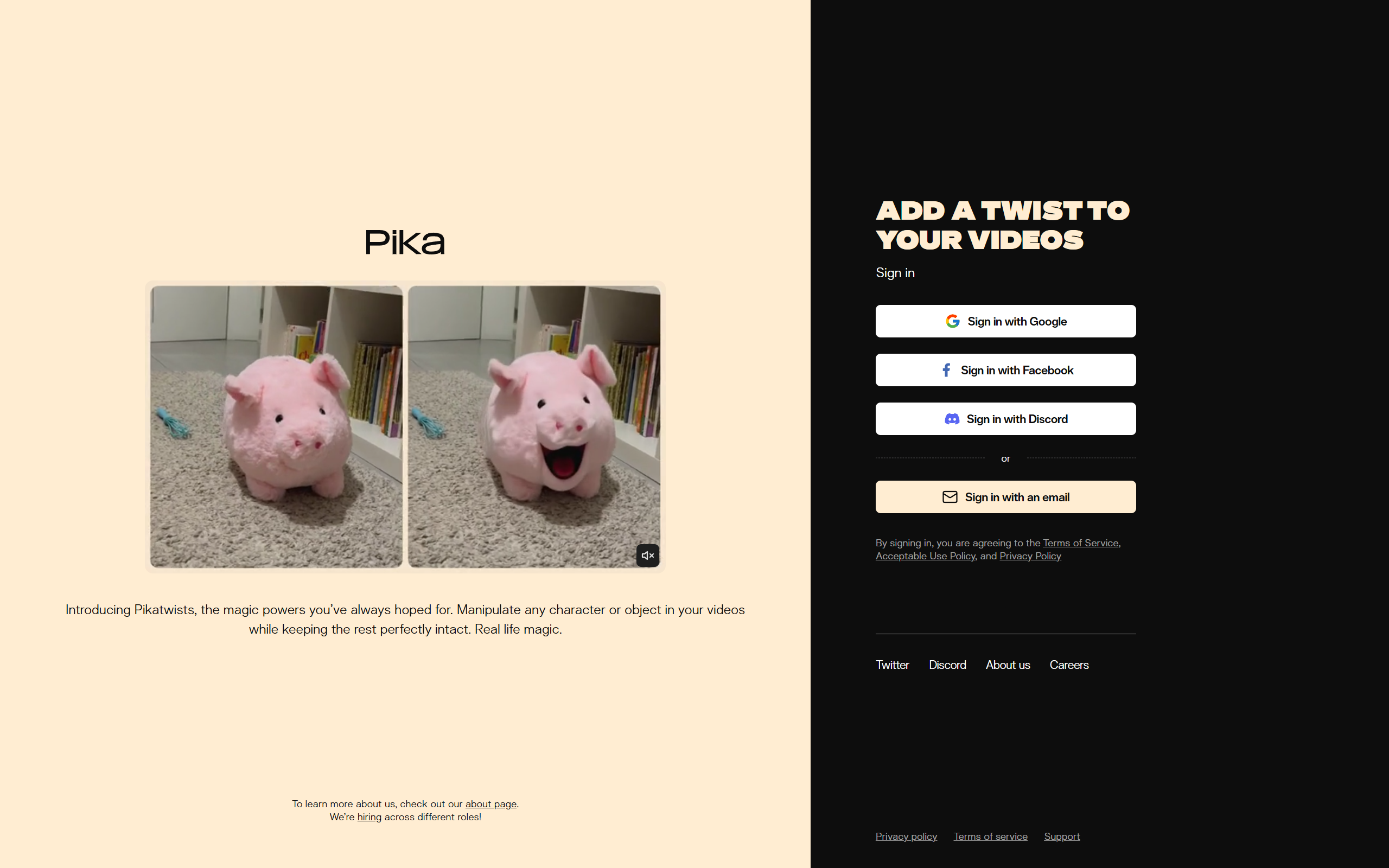 Pika AI Interface