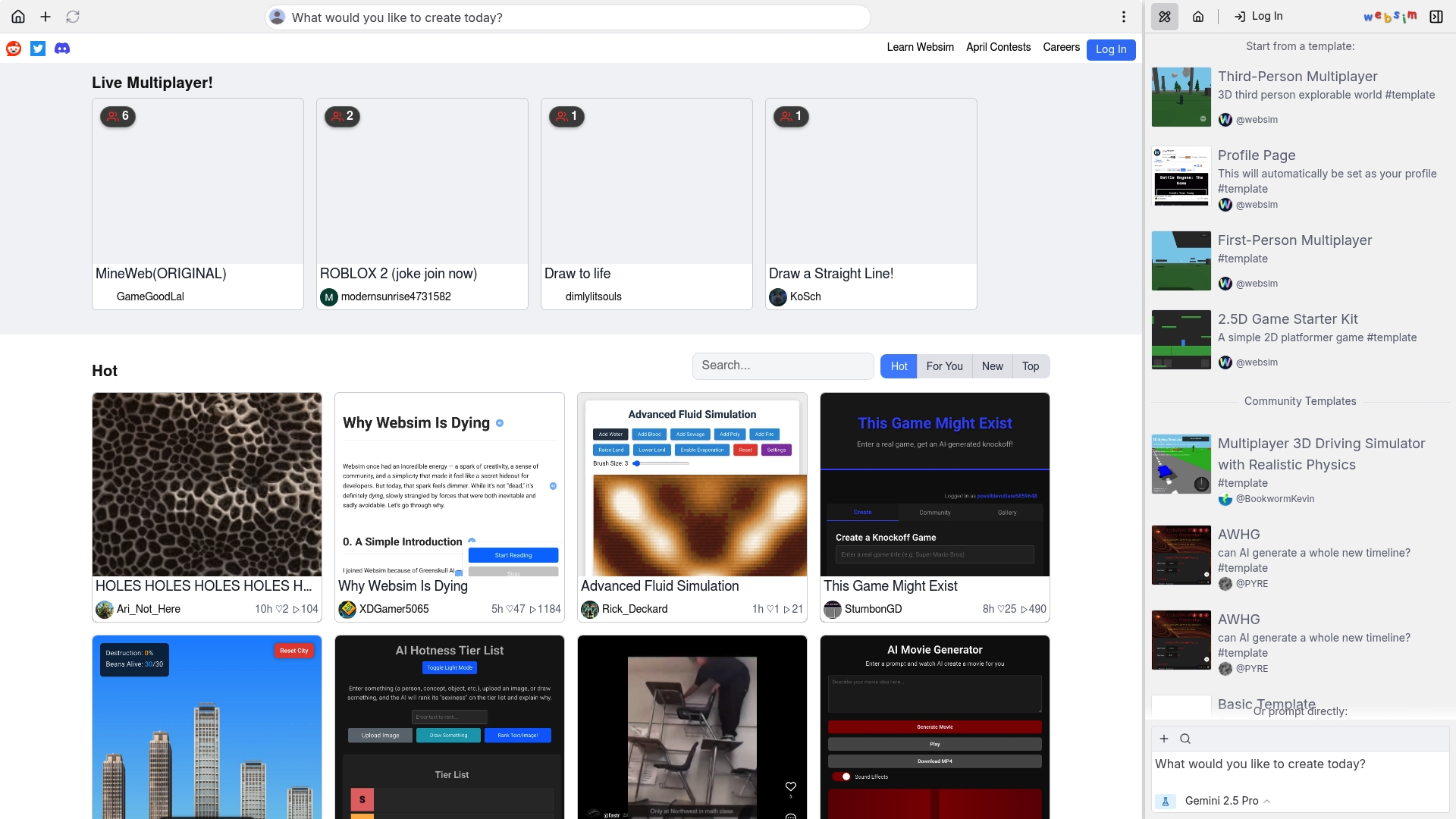 WebSim AI Interface